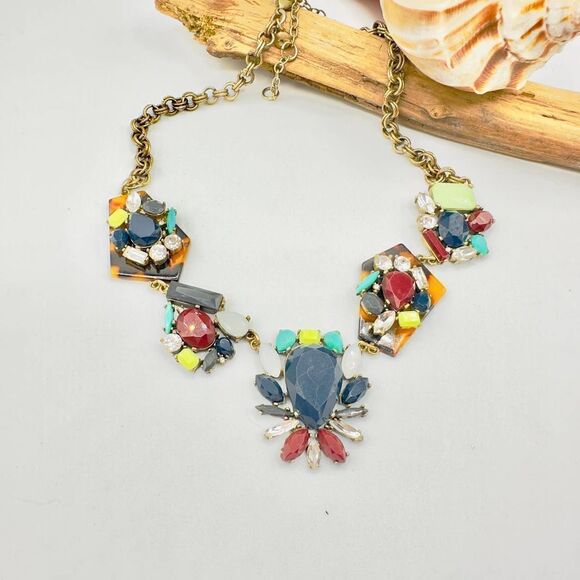 Vintage J. Crew Lulu Frost Animal Print Statement Necklace - Picture 1 of 7